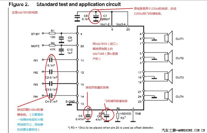 纯技术贴逸动手豪cd机更换tda7313,tda7850及附属电路电容