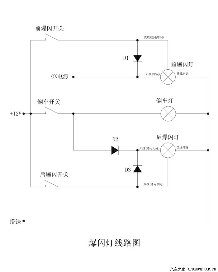 加装倒车辅助灯及前,后爆闪灯(多图详解)