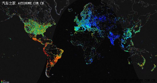 【图】世界黑夜灯光地图和世界在线网民地