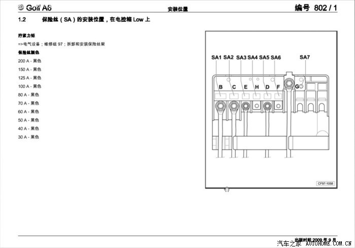 高尔夫6保险丝对照表电路图