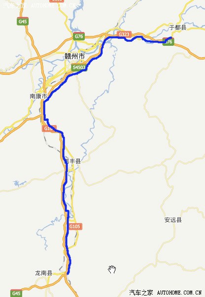 看我截图 按蓝色线走 上大广高速再转厦蓉高速 一直往瑞金,厦门方向走