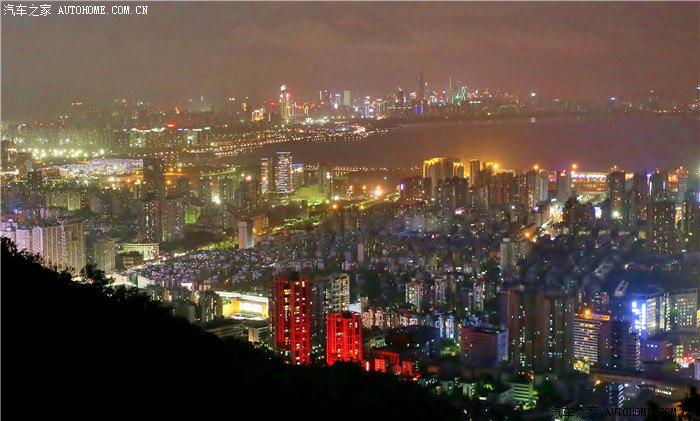 深圳游南山公园山顶俯瞰深圳湾山顶拍夕阳夜景