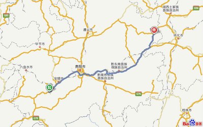 当天的路线图:关岭县—黄果树景区—【贵州】铜仁市图片