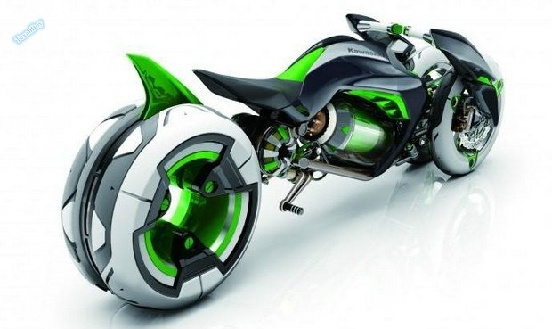 秀车- kawasaki concept j 双前轮概念电动摩托车