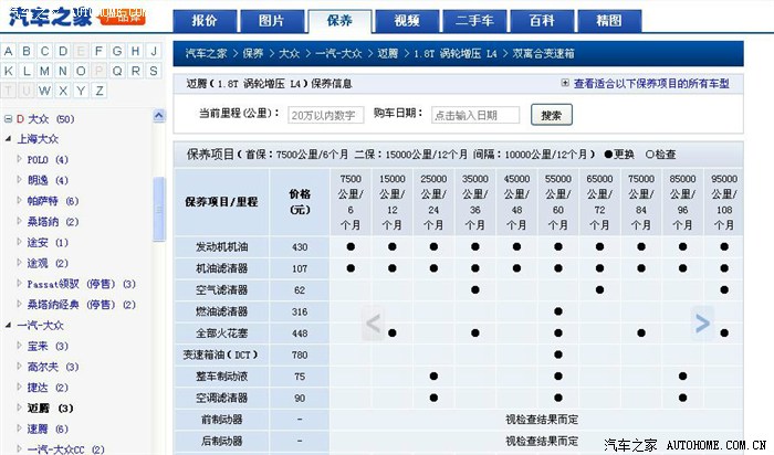 【图】迈腾1.8保养周期是几个月?