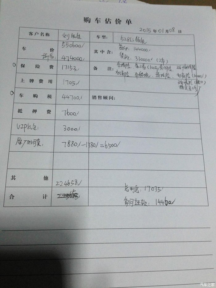 刚订了个BMW5系 528领先,大家看看价格怎以