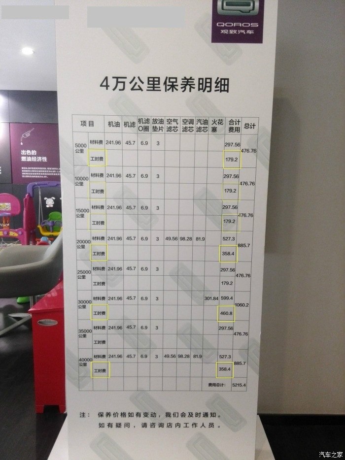 【图】看到一个好图,观致4万公里保养明细,我自己收藏了_观致3论坛