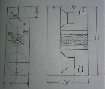 按照下面的图纸制作低音炮.