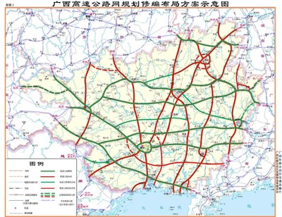 广西高速公路网规划修编布局方案为"6横7纵8支线",规划总里程8000公里