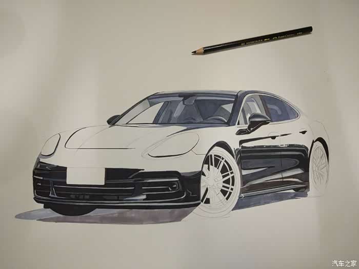 【画young年华】优雅美男子,手绘保时捷panamera