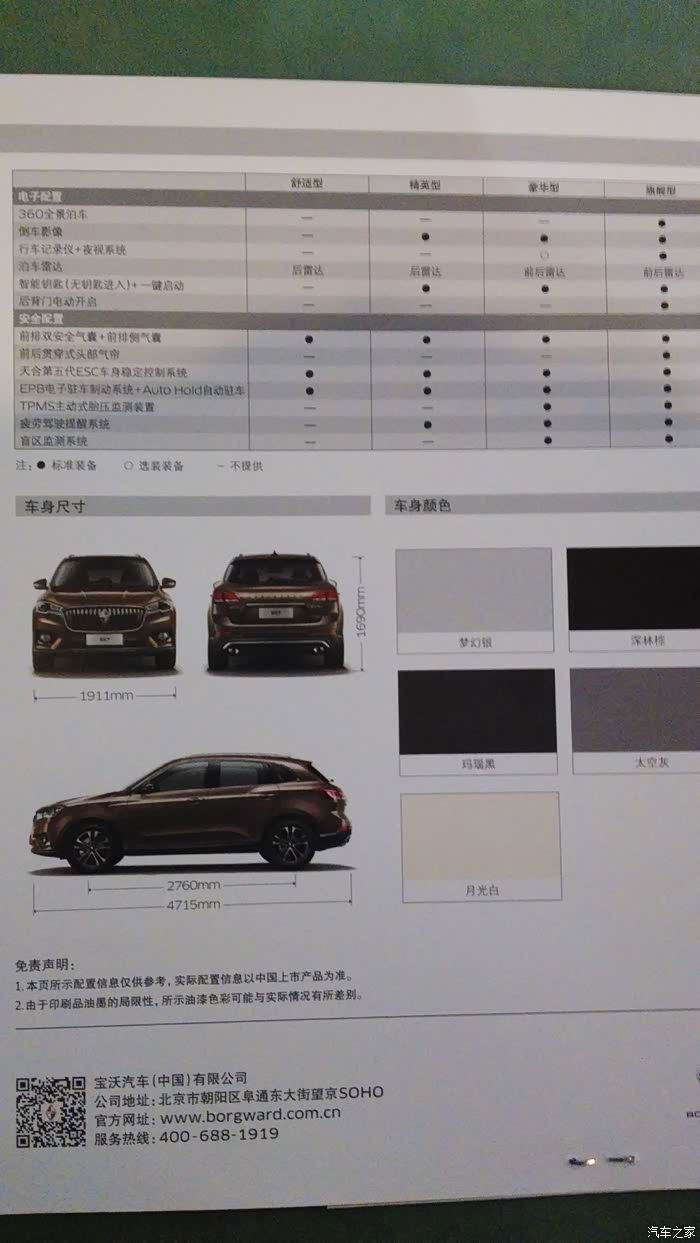 宝沃单张a4纸大小的配置表小气了点但低碳环保赞