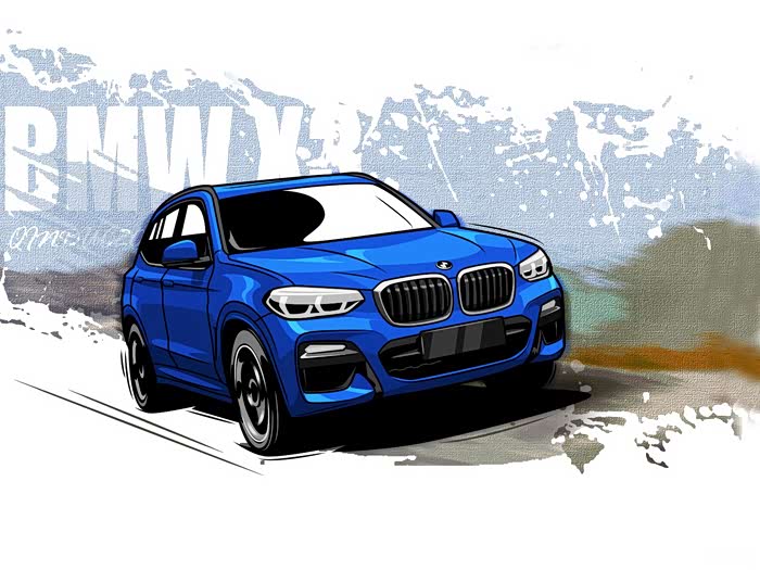 全系四驱的豪华suv蓝天白云满足你漫画宝马x3手机壁纸