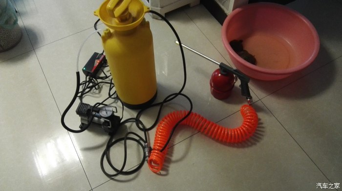 打气泵改装洗车器