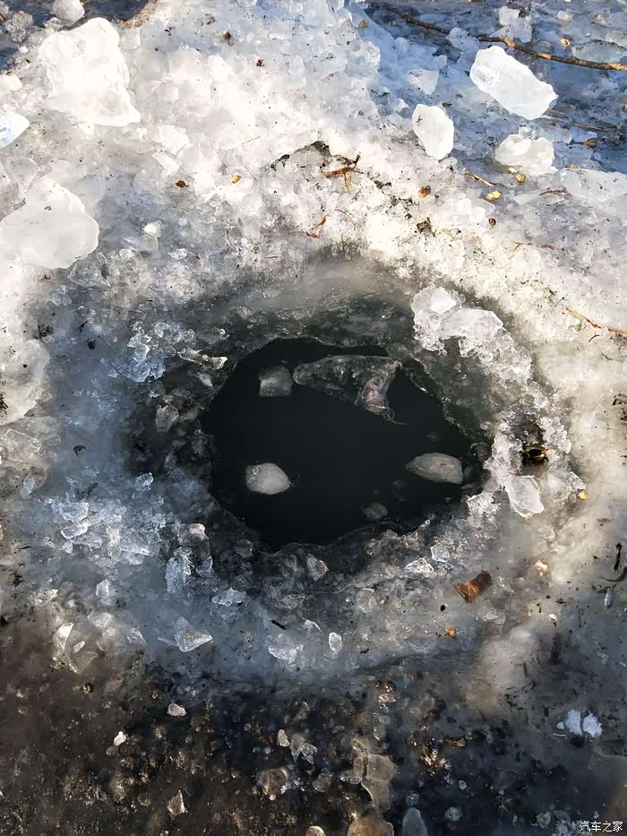 刚刚用过还没冻上的冰窟窿