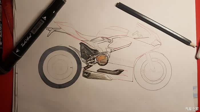 新手画车ducati1199s