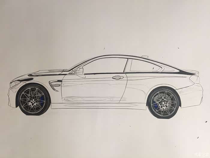 【绘车分子】教你如何画一辆宝马m4——侧面篇