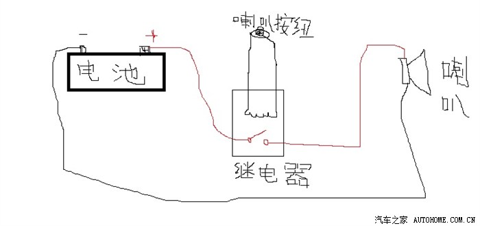 蜗牛喇叭继电器接线图图片