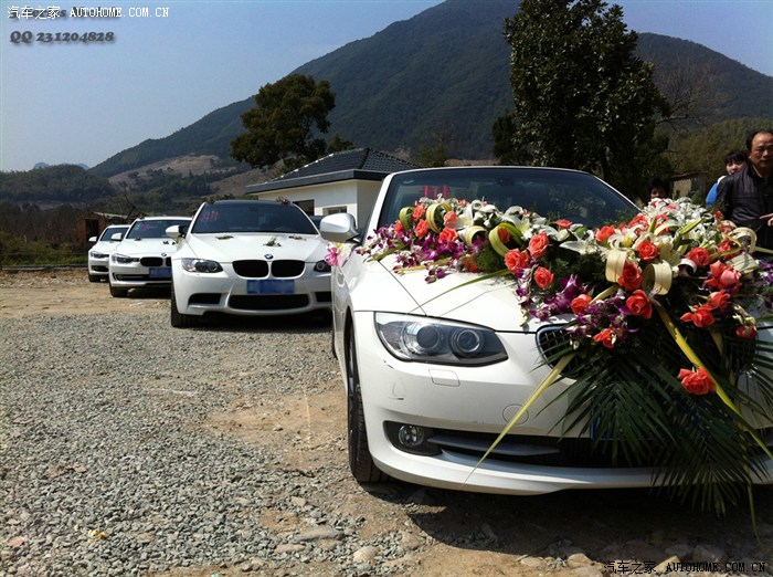 宁波宝马3系群白色小3拉风婚车队