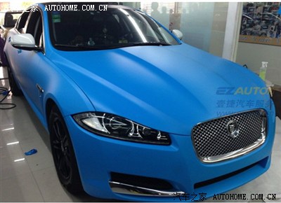 捷豹xf全车贴艾利车身贴膜亚光蓝色施工实拍