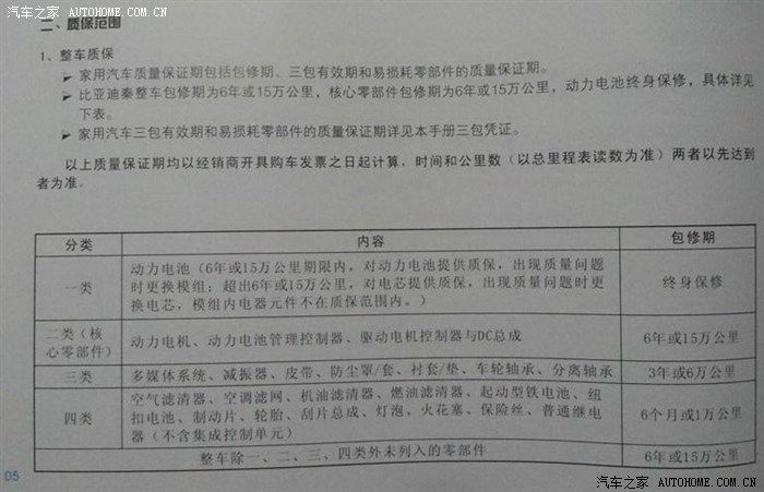 憑證及保養服務手冊(包含電芯保修政策)_秦/秦新能源論壇_汽車之家