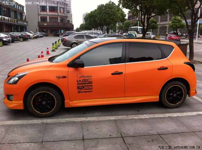 【图】[看我七十二变]变的彻底,全车亚光橙 黑色拉花_骐达tiida论坛