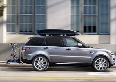 路虎车顶行李箱和自行车架效果